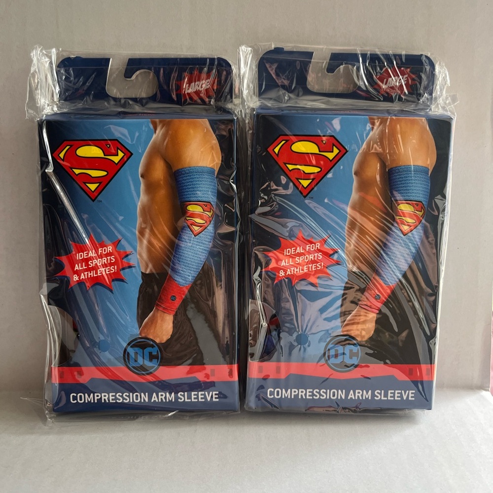 DC Superman Compression Arm Sleeve 2 pack Size Large